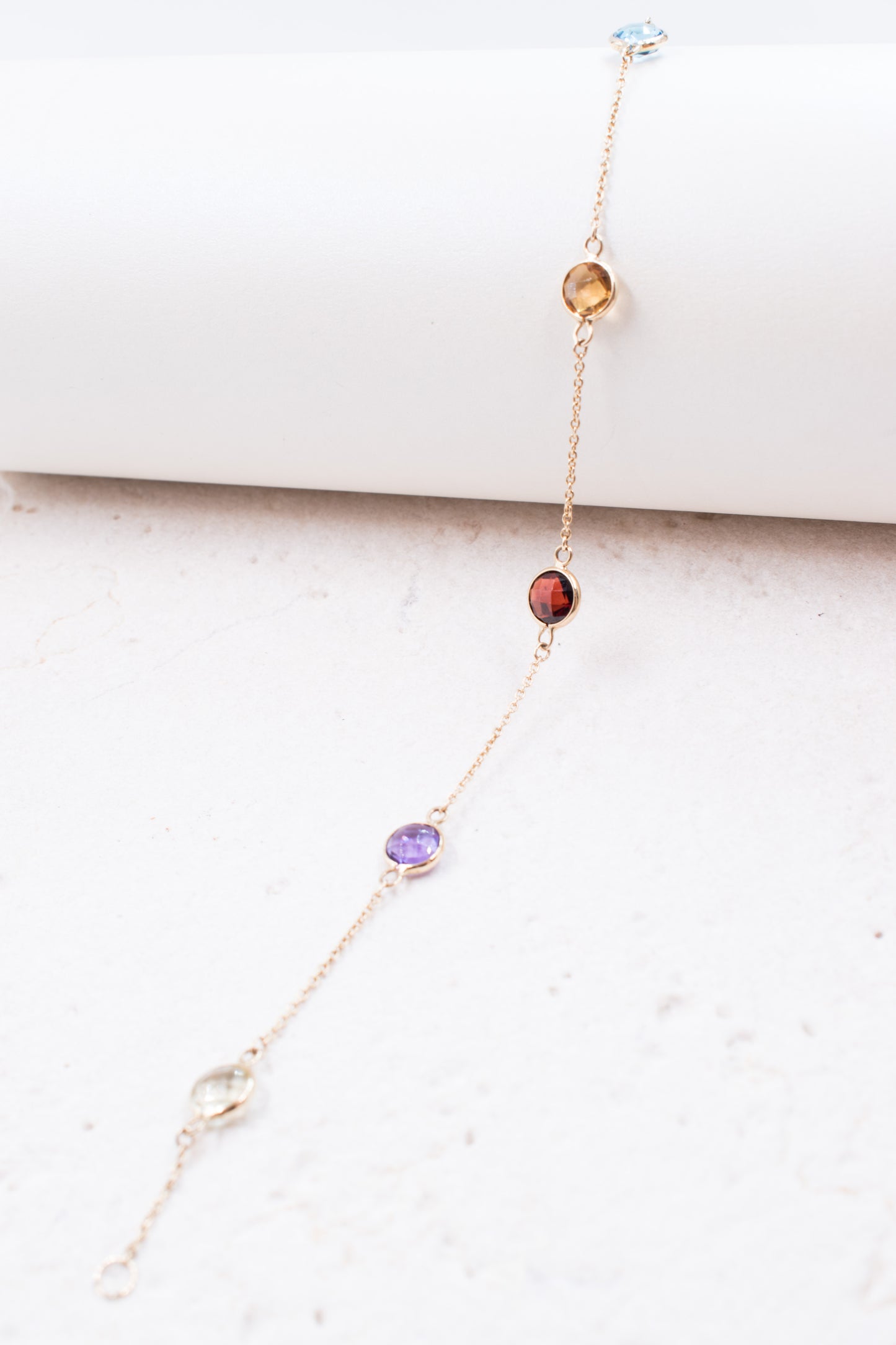 10ct Yellow Gold Semi Precious Tube set Bracelet