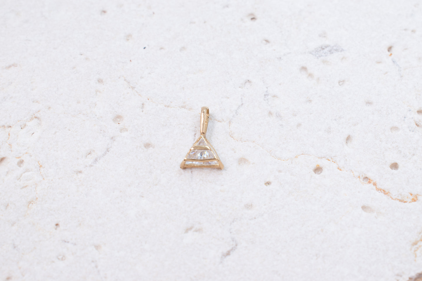 9ct Yellow Gold Triangle shaped Cubic Pendant