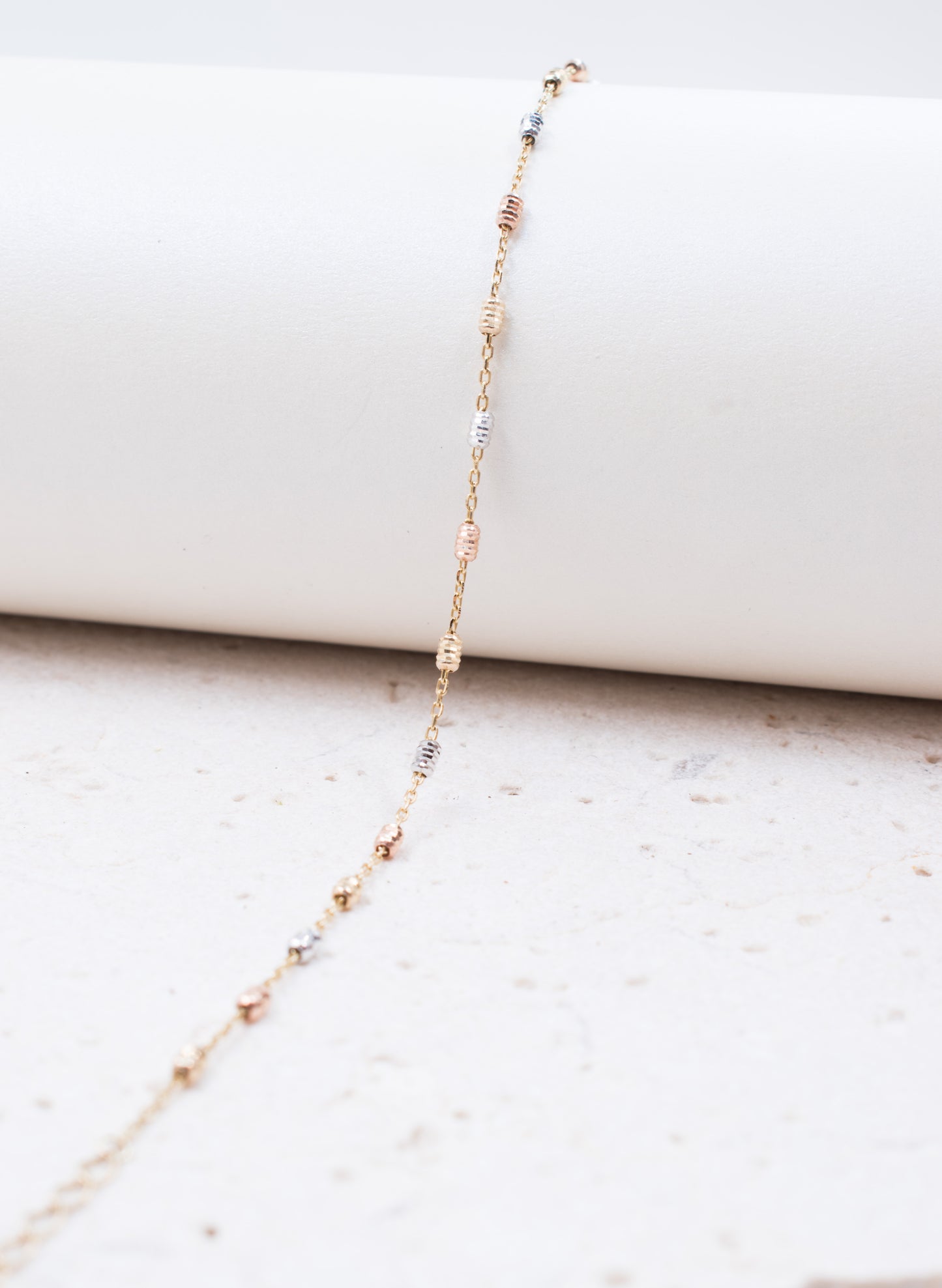 9ct Multi Gold Oval Diamond cut Bead Bracelet