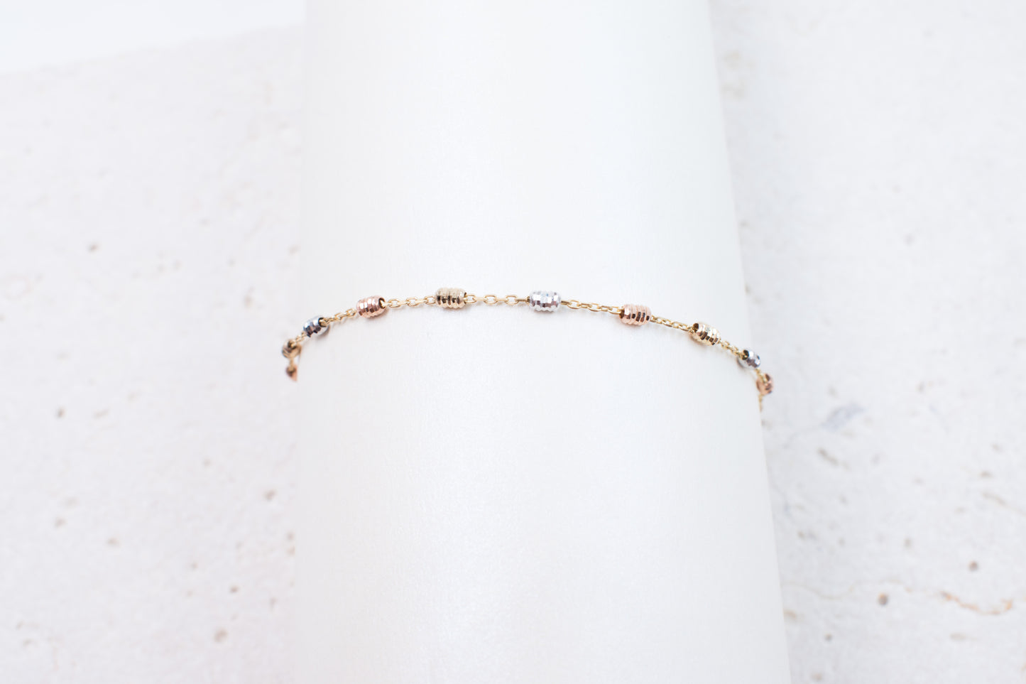 9ct Multi Gold Oval Diamond cut Bead Bracelet