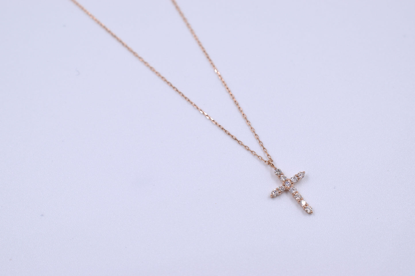 18ct Rose Gold Diamond Cross Necklace