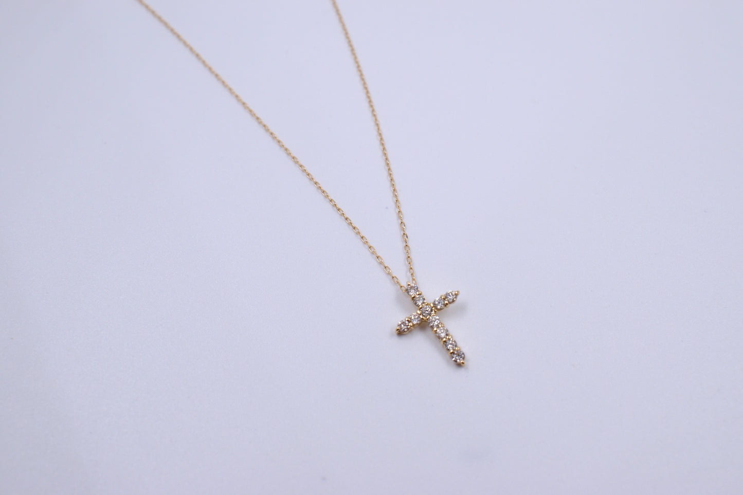 18ct Yellow Gold Diamond Cross Necklace
