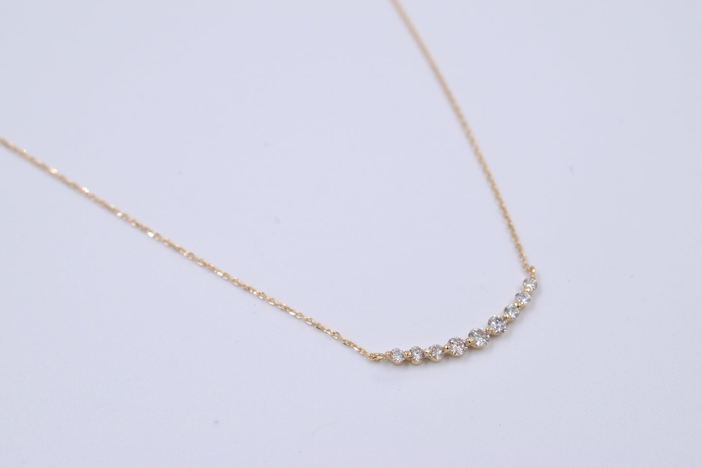18ct Yellow Gold Graduating Curved Diamond Necklace