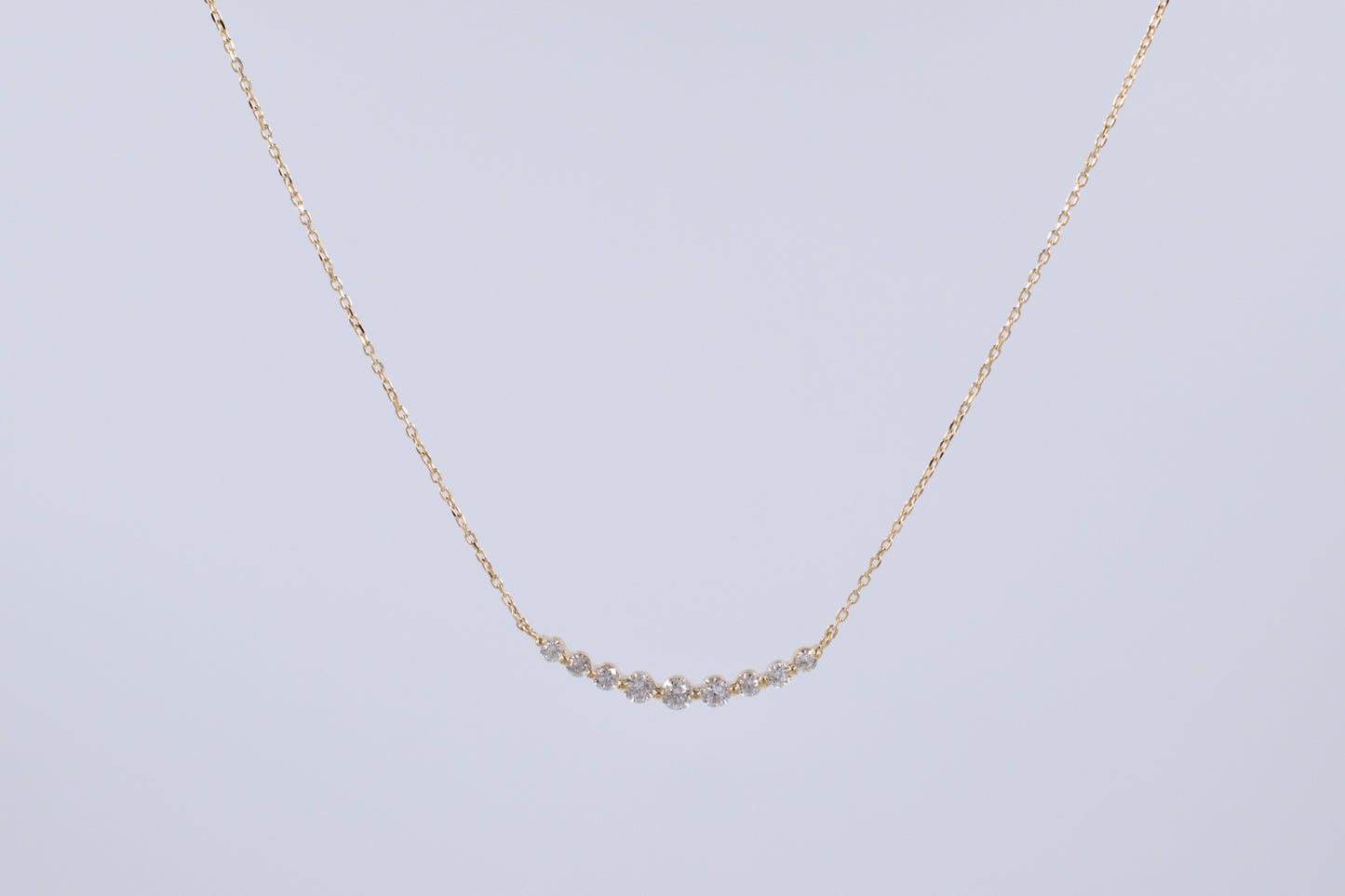 18ct Yellow Gold Graduating Curved Diamond Necklace