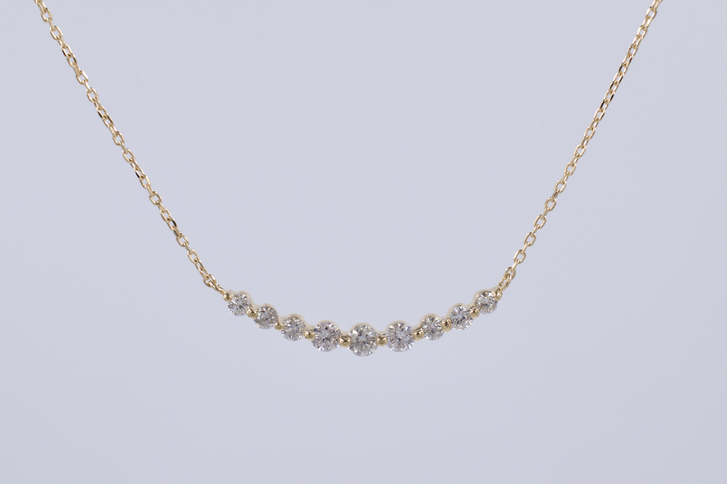 18ct Yellow Gold Graduating Curved Diamond Necklace