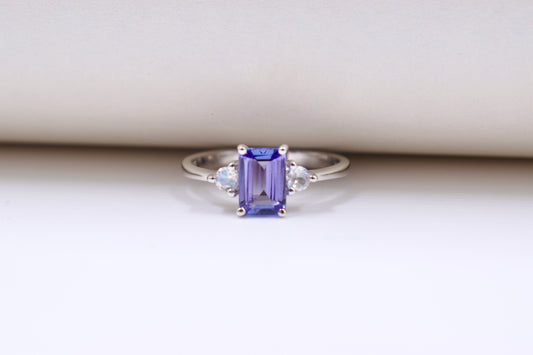 Sterling Silver Tanzanite and Moonstone Ring