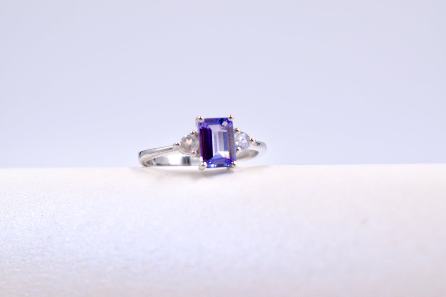 Sterling Silver Tanzanite and Moonstone Ring