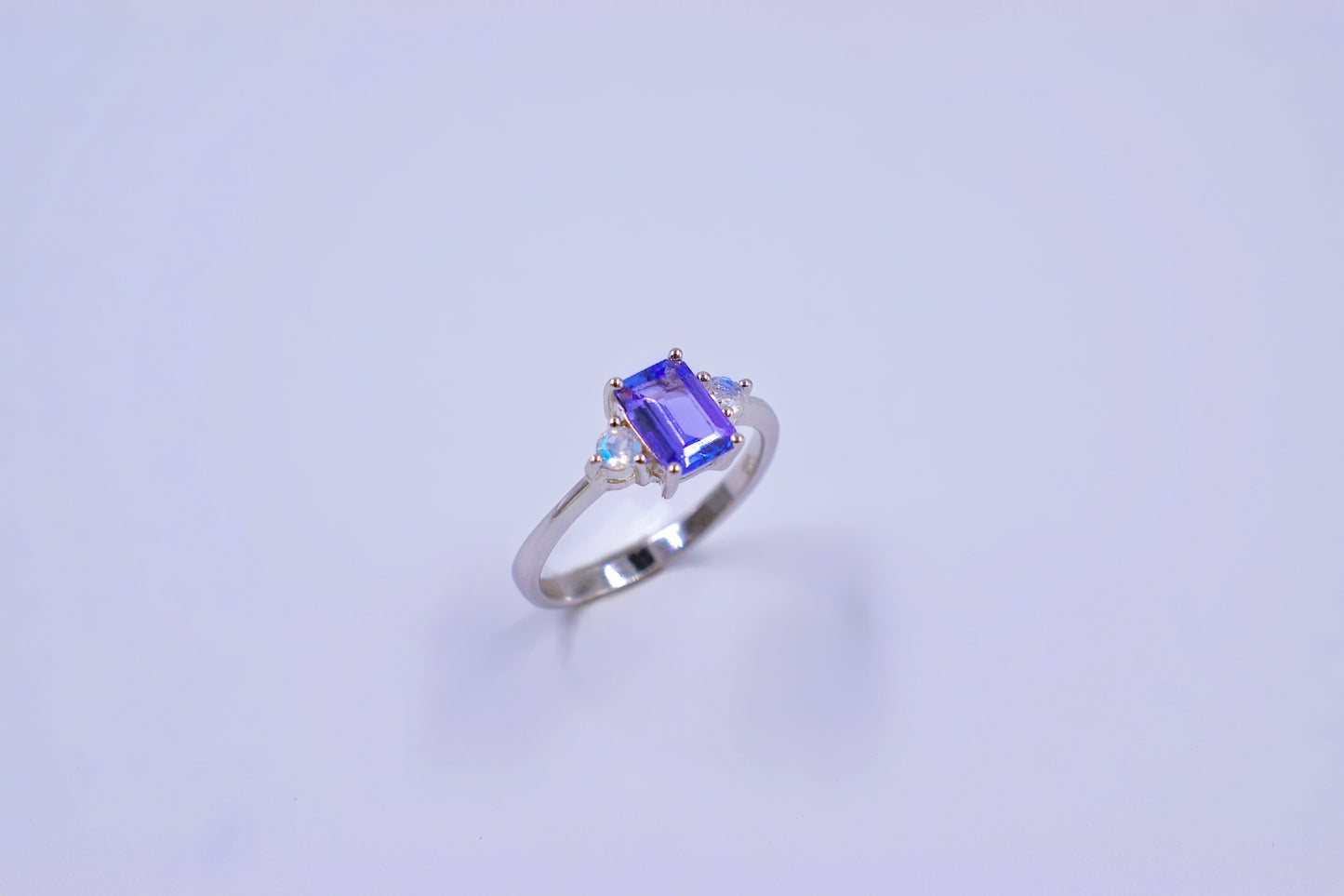 Sterling Silver Tanzanite and Moonstone Ring