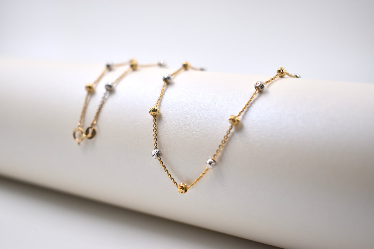 9ct Yellow Gold & White Gold (Two Tone) 45cm Ball Chain