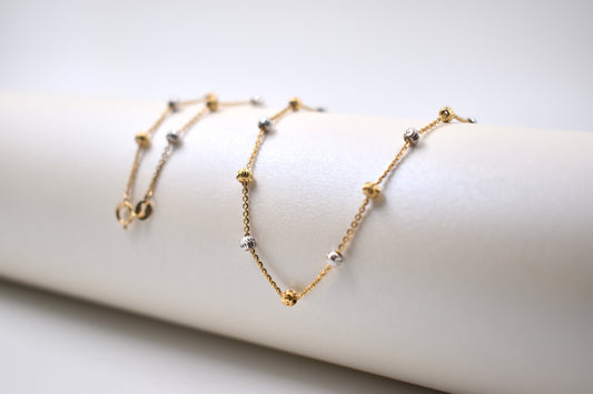 9ct Yellow Gold & White Gold (Two Tone) 45cm Ball Chain