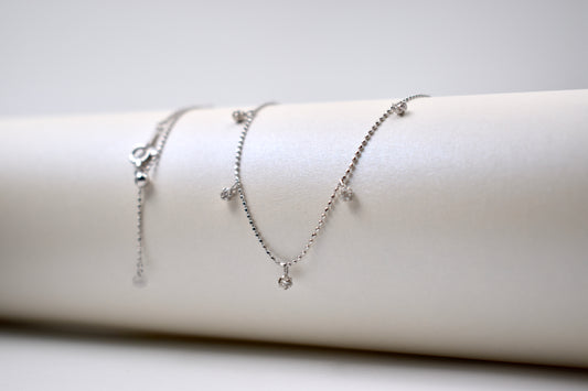 18ct White Gold Floater Diamond Ball Chain Necklace