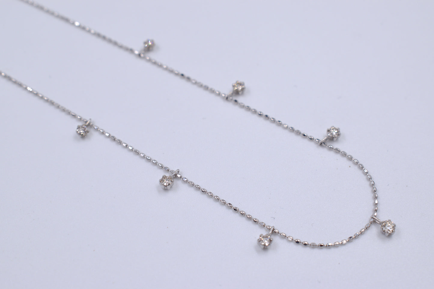18ct White Gold Floater Diamond Ball Chain Necklace