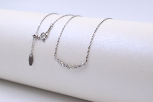 18ct White Gold Graduating Curved Diamond Necklace