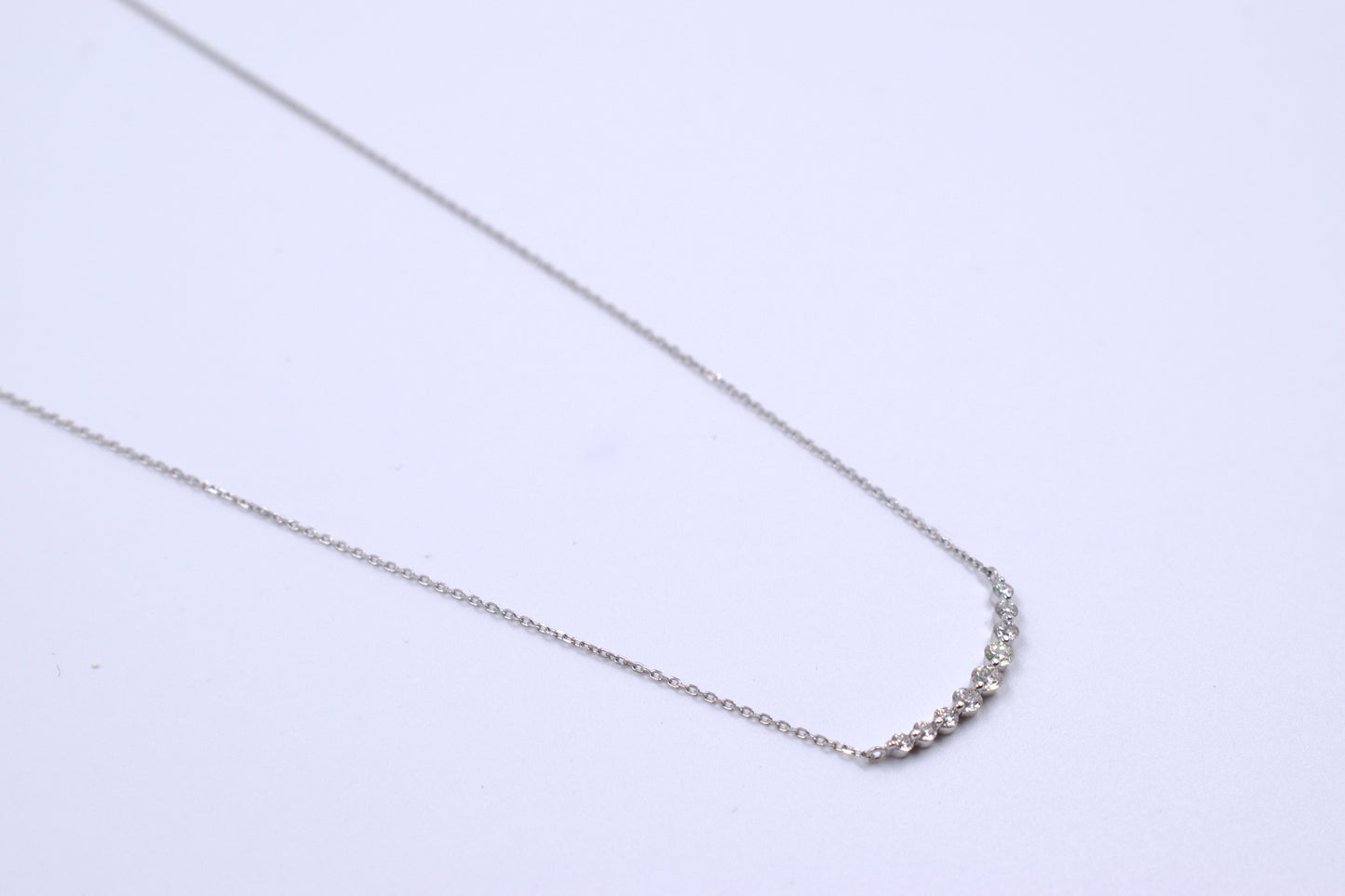18ct White Gold Graduating Curved Diamond Necklace