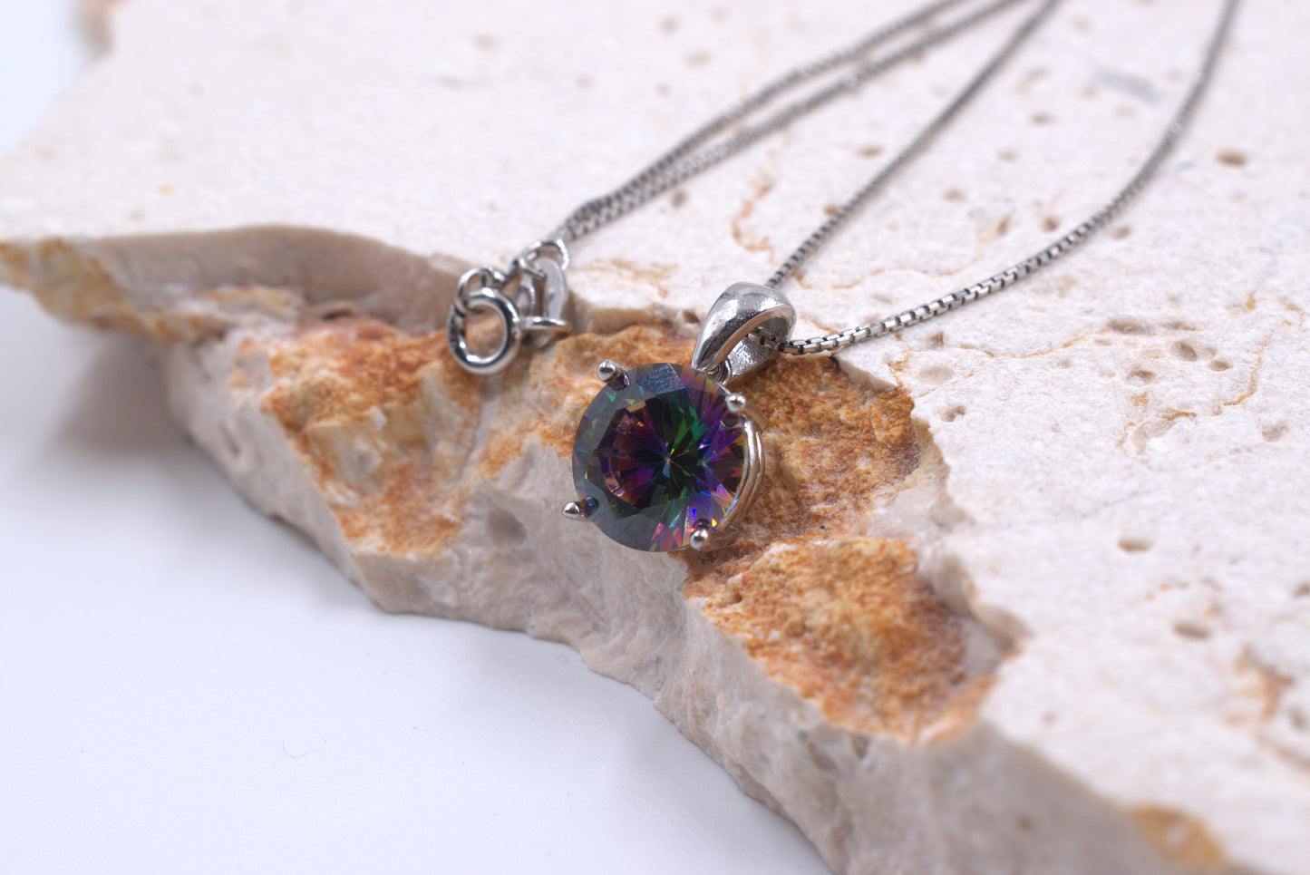 Sterling Silver Round Mystic Topaz Necklace