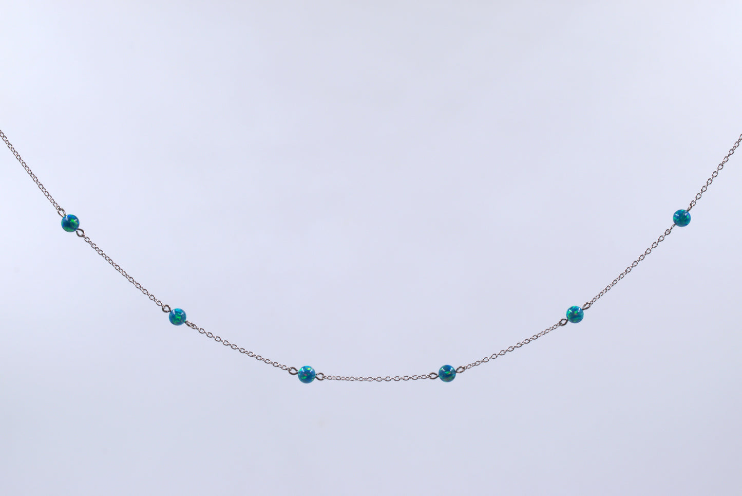 Sterling Silver Lab Grown Green Opal Necklace (October Birthstone)