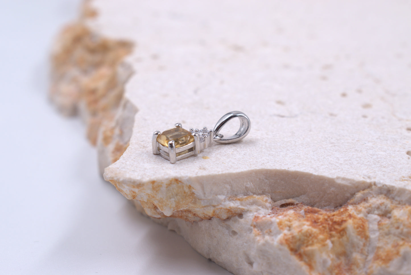 Sterling Silver Cushion Cut Citrine and Topaz Pendant (November Birthstone)