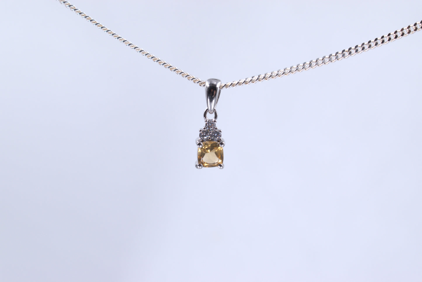 Sterling Silver Cushion Cut Citrine and Topaz Pendant (November Birthstone)