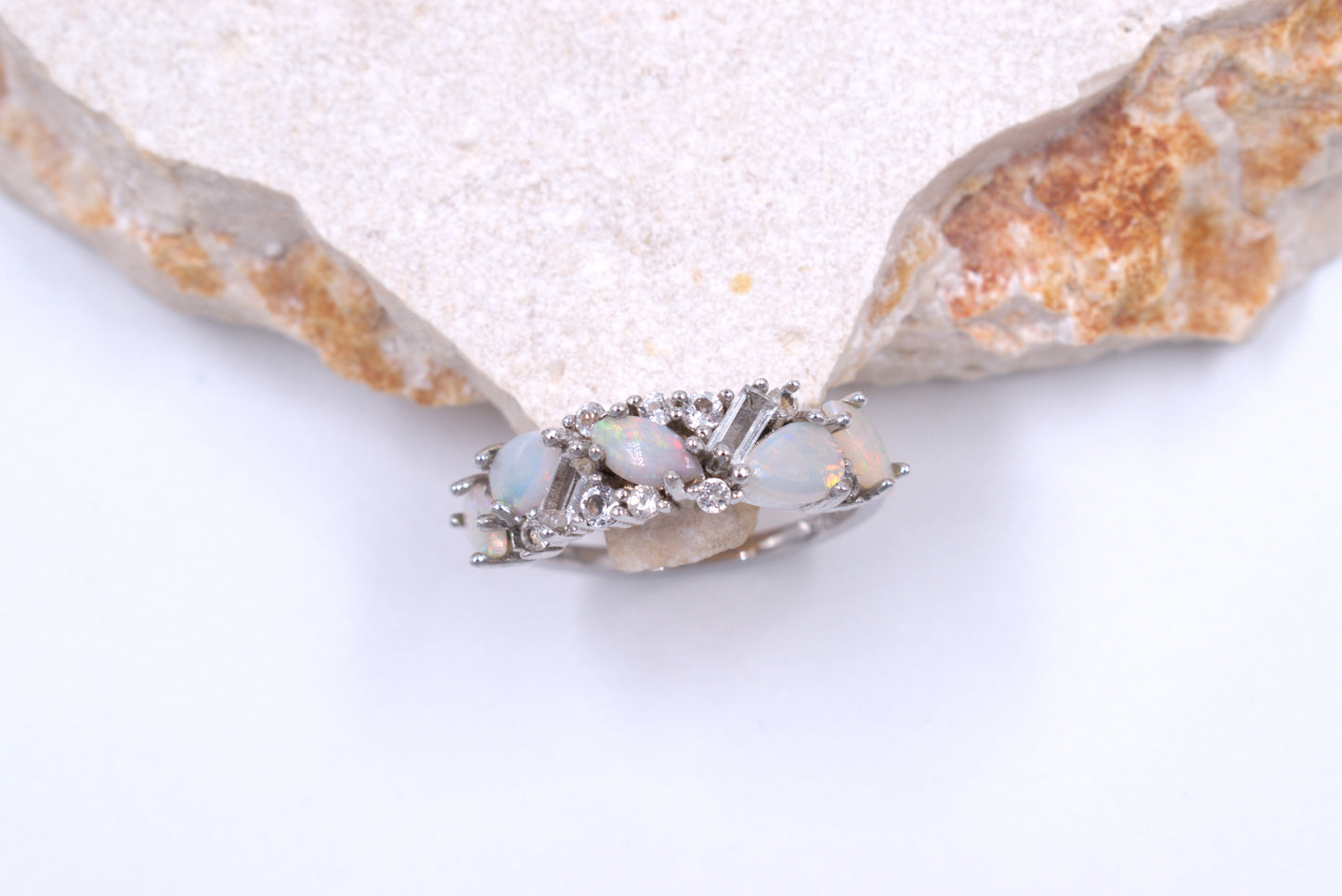 Sterling Silver Multi-shaped Australian Opal ring (October Birthstone)