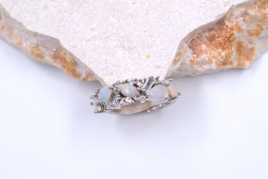Sterling Silver Multi-shaped Australian Opal ring (October Birthstone)
