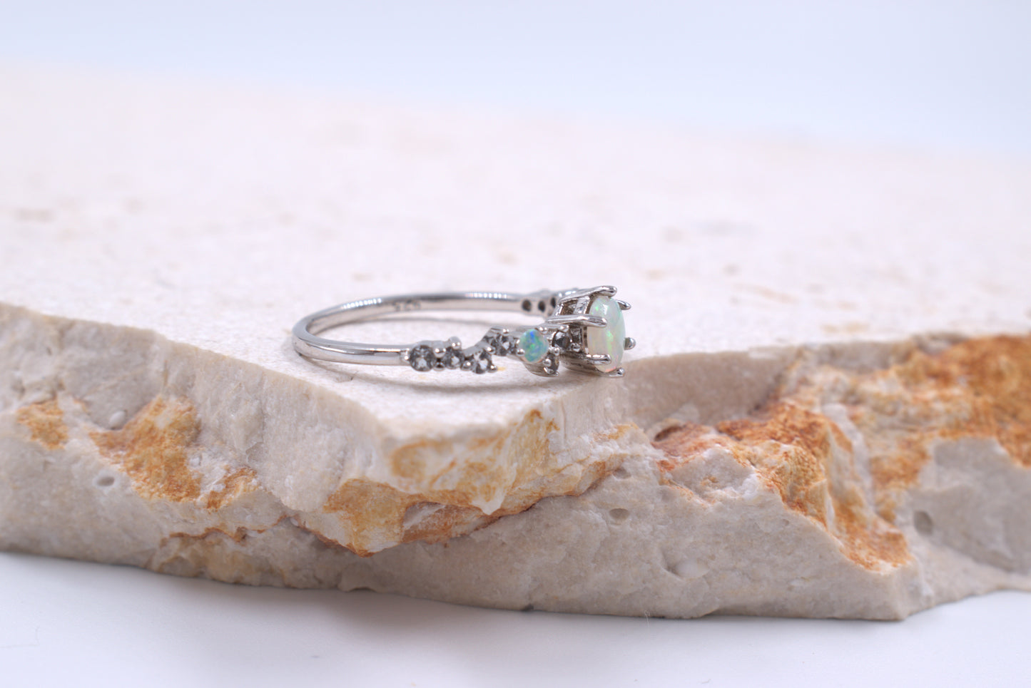 Sterling Silver Australian Opal Ring (October Birthstone)