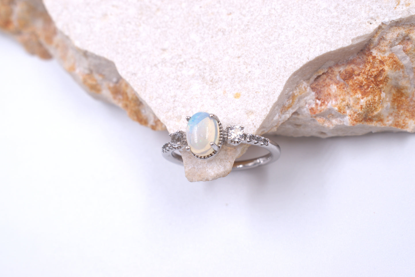 Sterling Silver Oval Australian Opal Ring (October Birthstone)