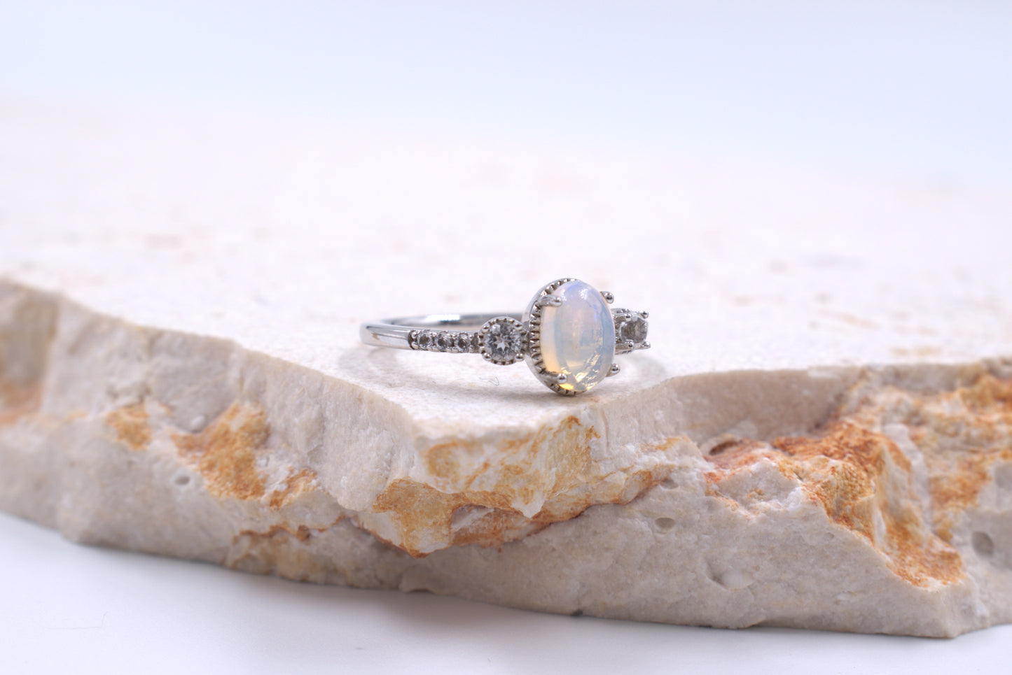 Sterling Silver Oval Australian Opal Ring (October Birthstone)