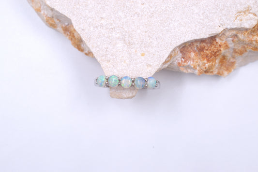 Sterling Silver Australian Opal Eternity Ring (October Birthstone)