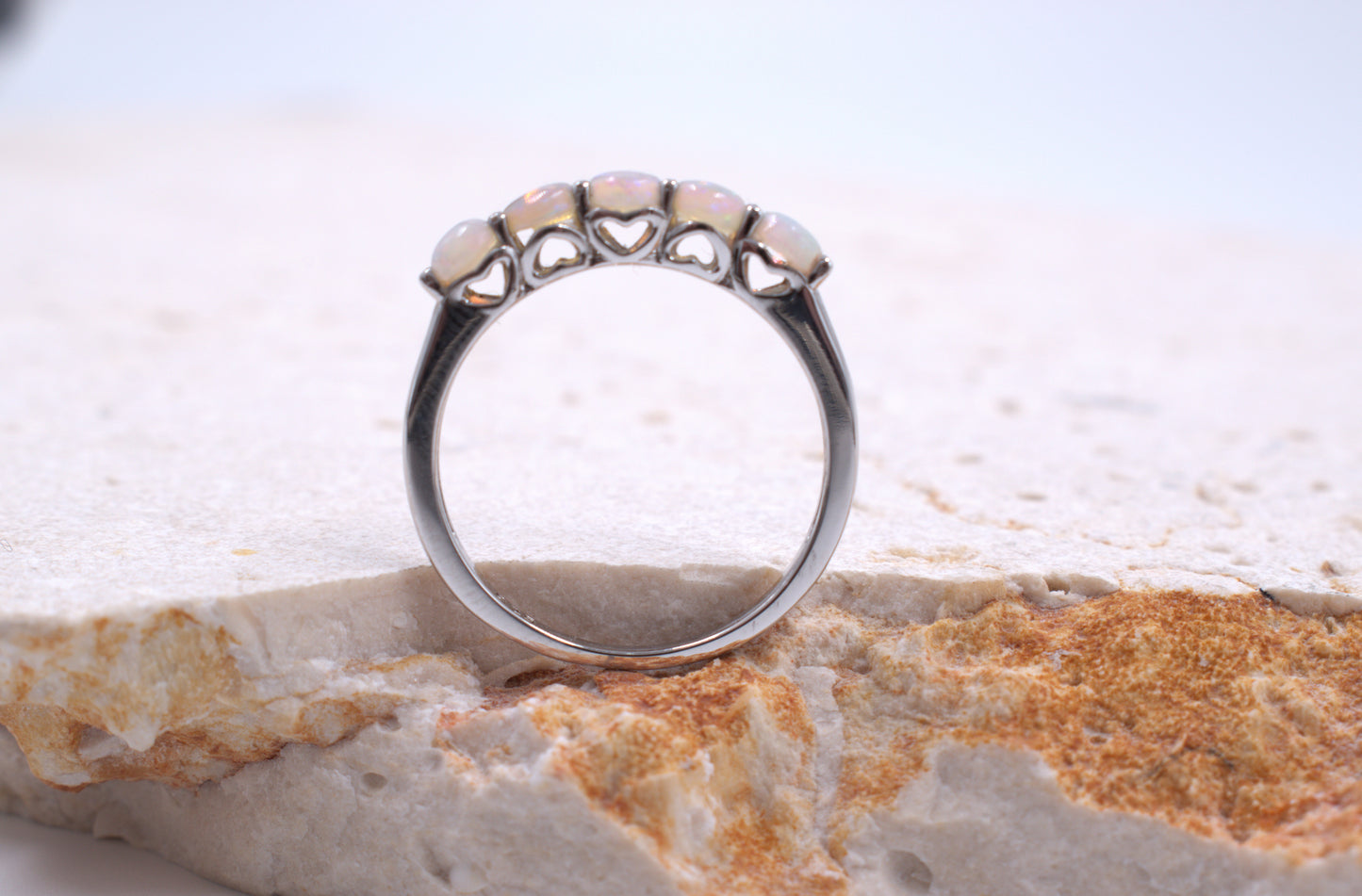 Sterling Silver Australian Opal Eternity Ring (October Birthstone)