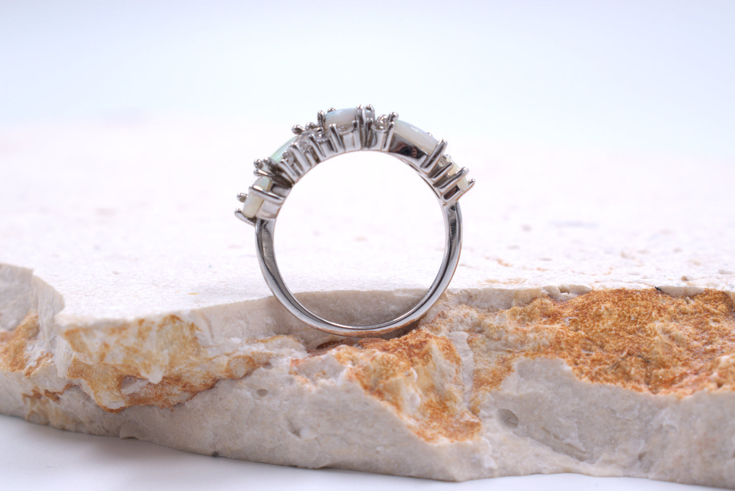 Sterling Silver Multi-shaped Australian Opal ring (October Birthstone)
