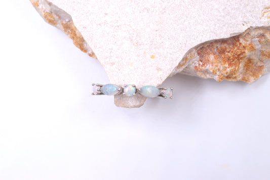 Sterling Silver Multi-shaped Australian Opal Eternity Style Ring (October Birthstone)