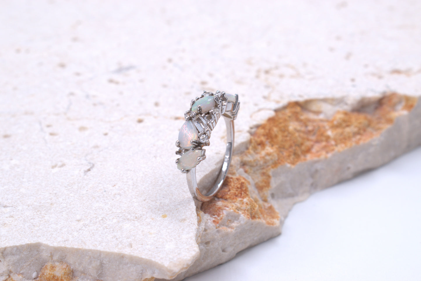 Sterling Silver Multi-shaped Australian Opal ring (October Birthstone)
