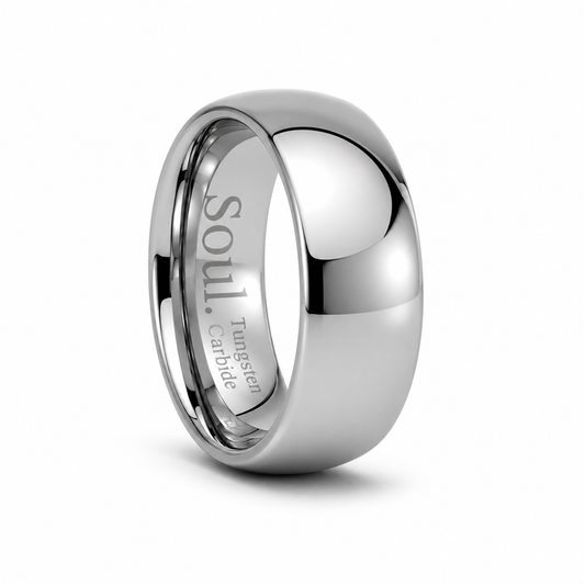 Grey polished tungsten ring