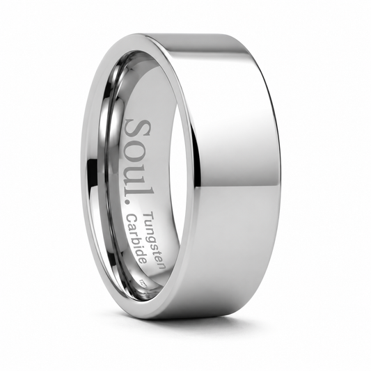 Grey polished tungsten ring