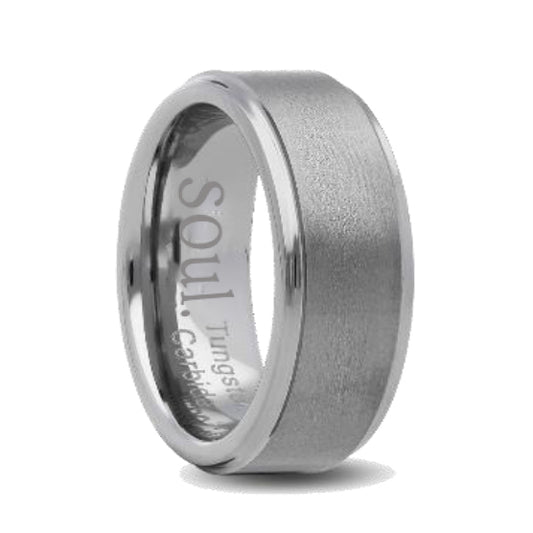 Grey tungsten ring with edges