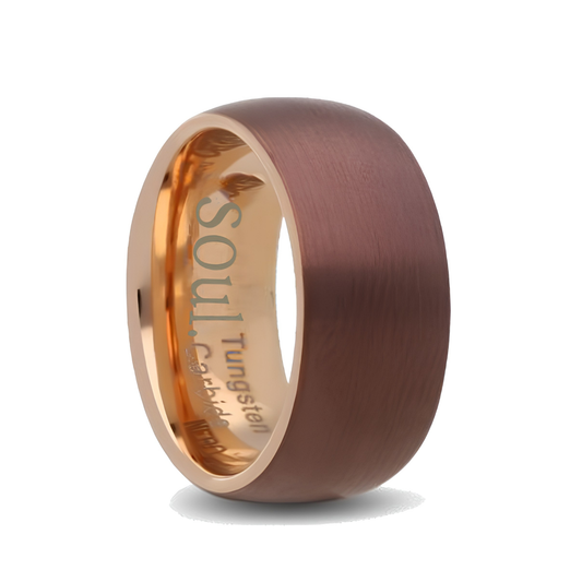 Tungsten with copper and rose gold detail