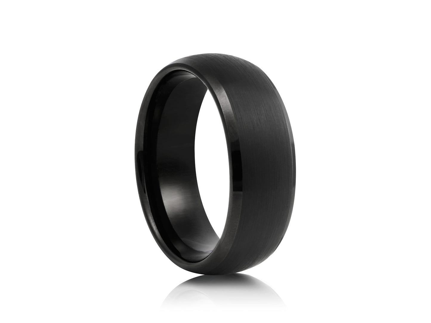 Black tungsten ring with matt detail