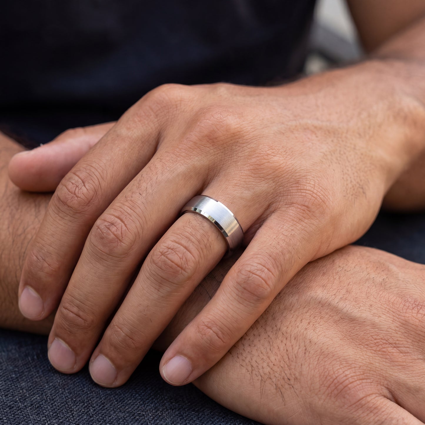 Grey tungsten ring