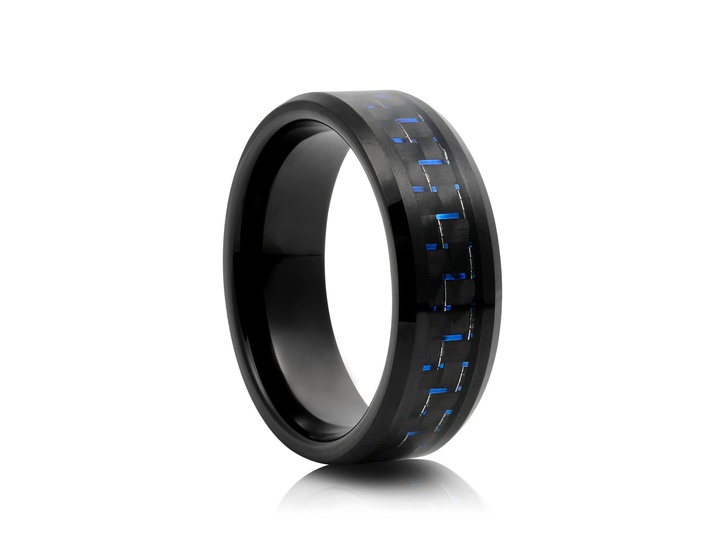 Black tungsten with carbon fiber inlay