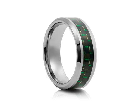 Grey tungsten ring with carbon fiber