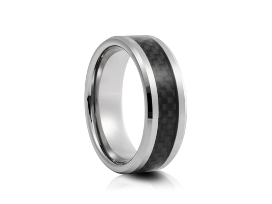 Grey tungsten with carbon fiber inlay
