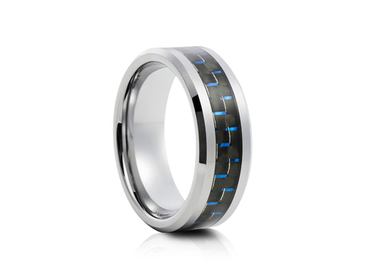 Grey tungsten with carbon fiber inlay