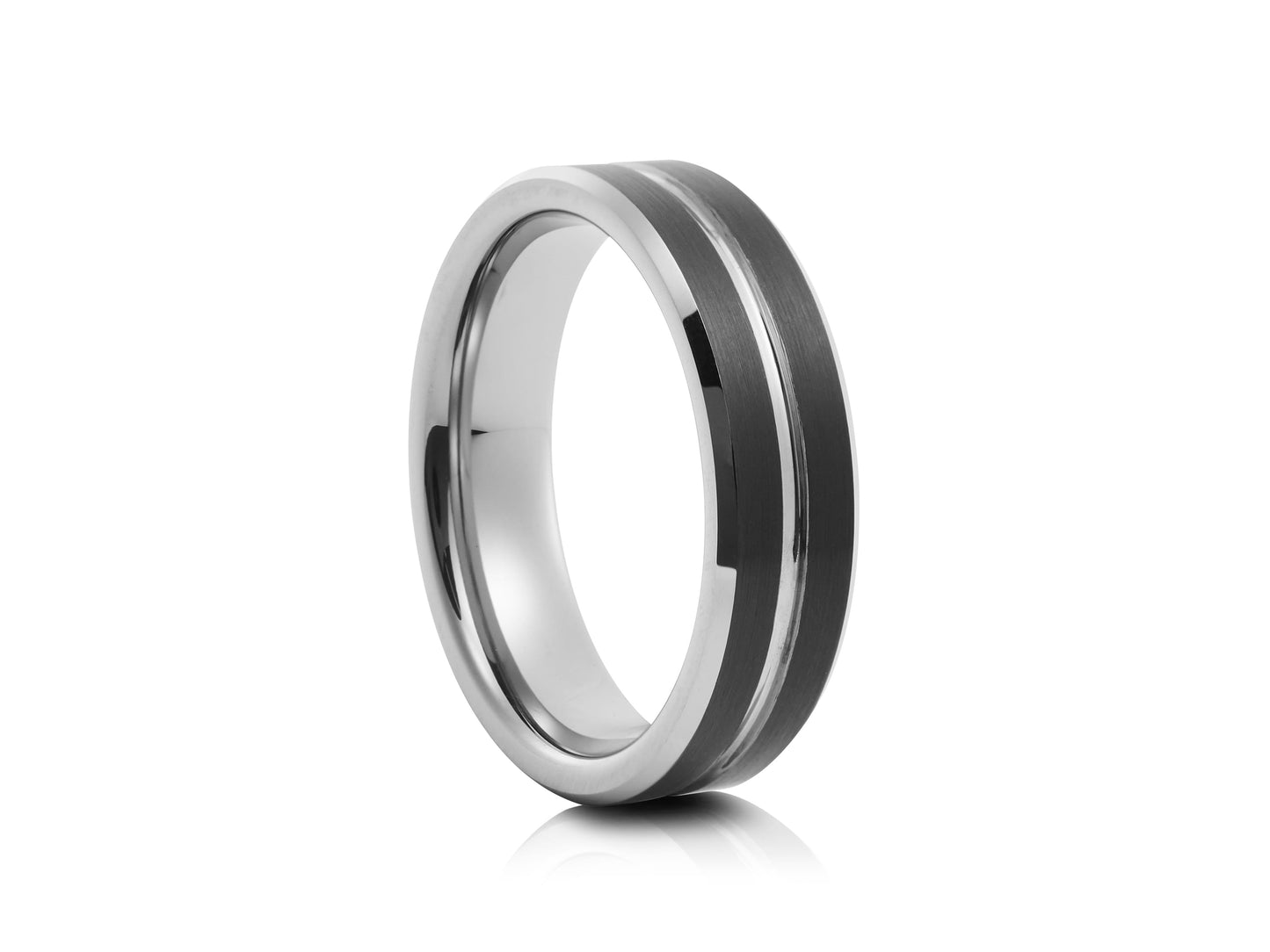 Grey tungsten with groove and black detail