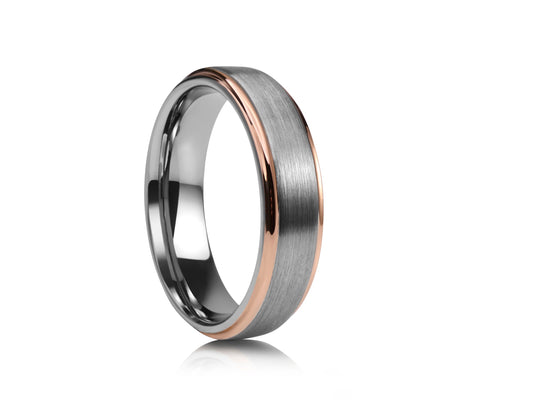 Grey tungsten with rose gold detail