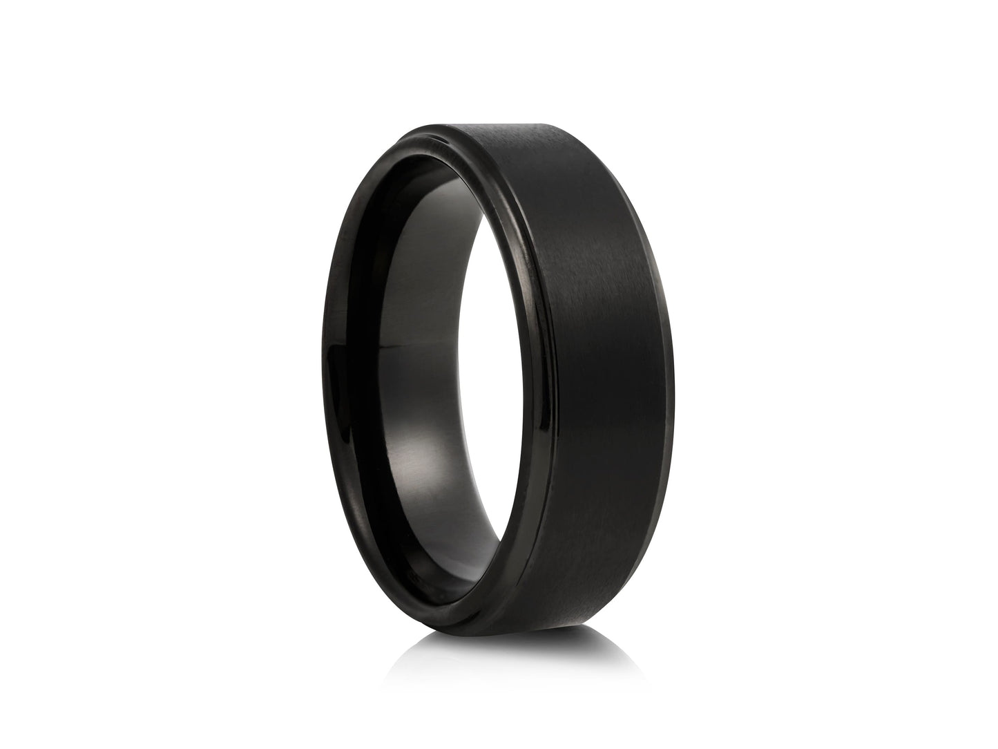 Black tungsten ring with steps