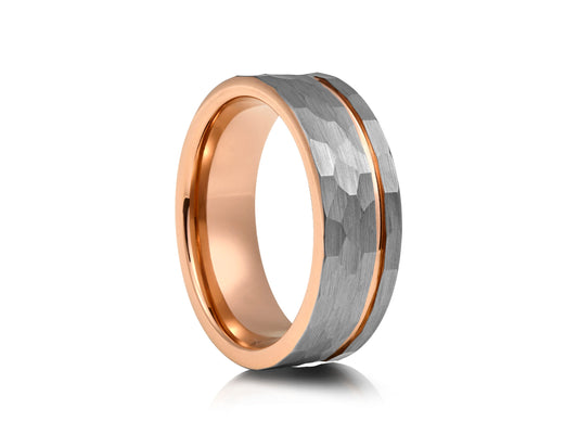 Tungsten ring with rose gold detail