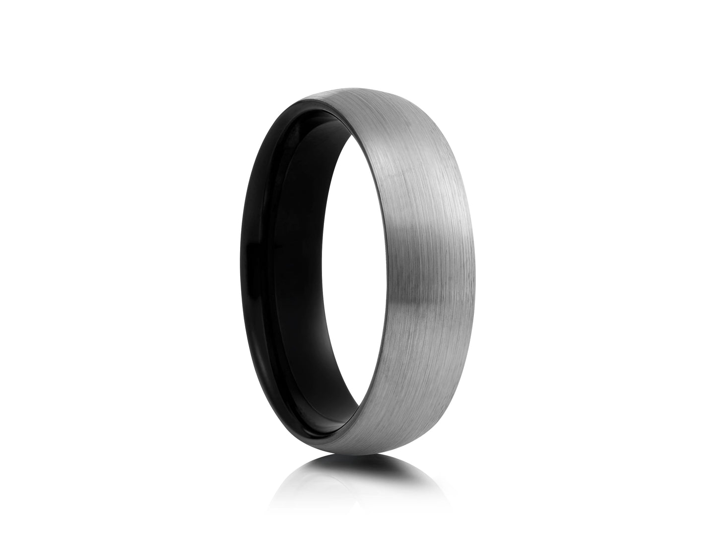 Grey tungsten ring with black detail