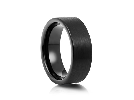 Matt black tungsten ring