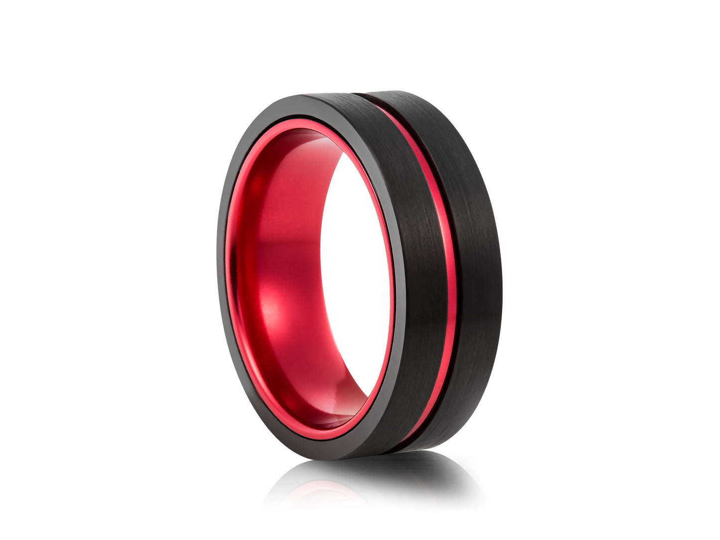 Black tungsten ring with red detail