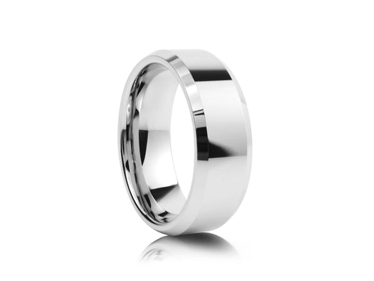 Grey polished tungsten ring